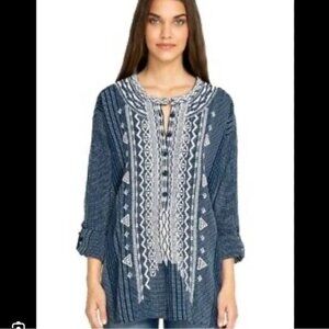 JOHNNY WAS | Blue White Jemah Blouse XS NWT